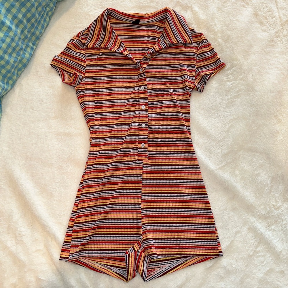 Striped Button-Up Romper